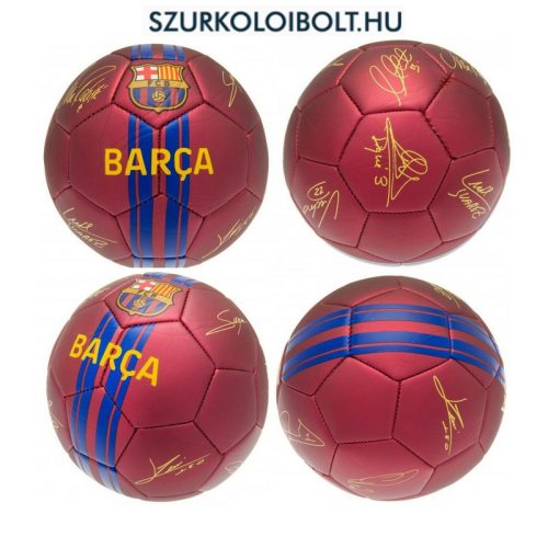FC Barcelona  Signature" szurkolói focilabda, a csapat tagjainak aláírásával, hivatalos FC Barcelona ajándék