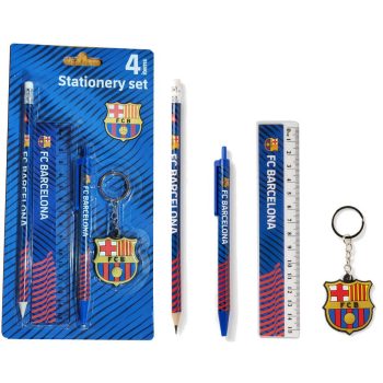   Hivatalos FC Barcelona 4 Részes Iskolai Írószer Szett Kulcstartóval