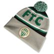 Szürke FTC kötött sapka – Zöld-fehér bojt, FTC felirattal és címerrel