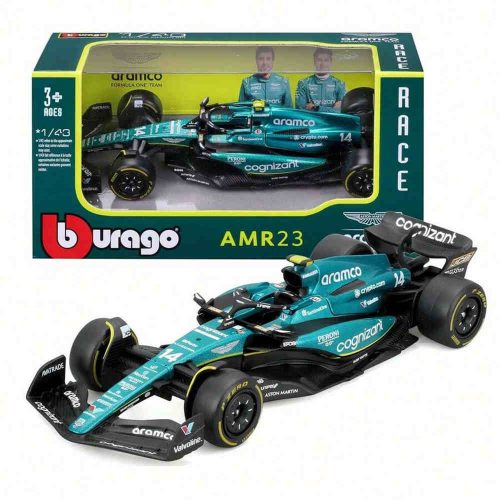Bburago Aston Martin AMR23 F1 autómodell 1:43 – Fernando Alonso