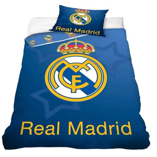 Hivatalos Real Madrid Pamut Ágyneműhuzat Garnitúra – 140x200 cm, Kék Csillagos Dizájn