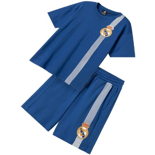 Hivatalos Real Madrid Fiú Pizsama Szett – Kékes-Királykék (Rövid Ujjú és Rövidnadrág)