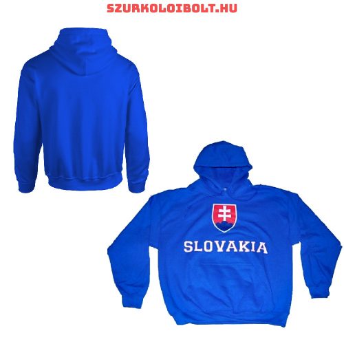 Slovakia feliratos kapucnis pulóver (kék) - Szlovák válogatott pulcsi