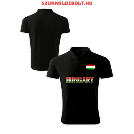 Hungary / Magyarország póló - Magyarország szurkolói ingnyakú / galléros póló (fekete)