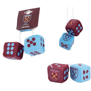   West Ham United FC Lógó Dobókocka, Bordó-Világoskék Plüss Kockapár, Premier League Ajándék