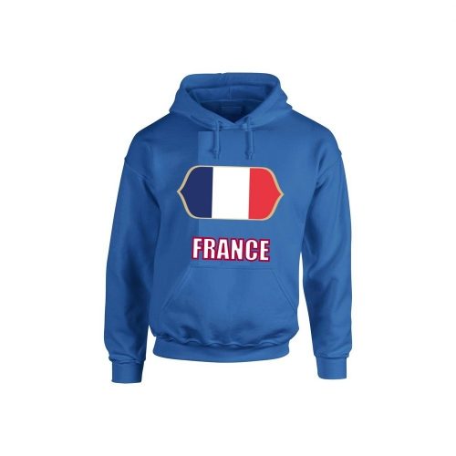 France feliratos kapucnis pulóver (kék) - francia válogatott szurkolói pullover / pulcsi