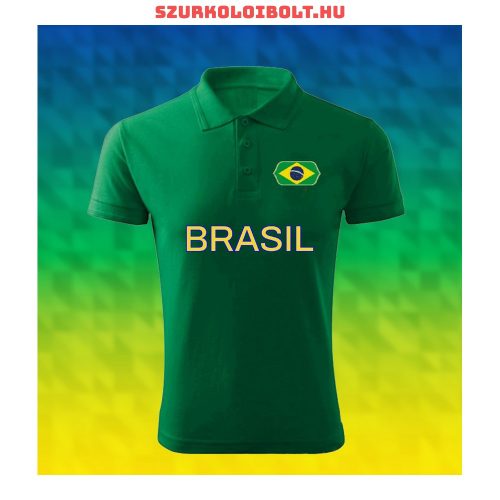 Brazília galléros rövidujjú póló - brazil szurkolói ingnyakú póló
