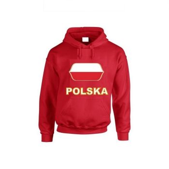  Polska feliratos kapucnis pulóver (piros) - lengyel válogatott szurkolói pullover / pulcsi
