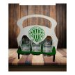 Ferencváros pálinkás pad - 6 db Fradi pohárral (zöld-fehér)