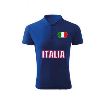   Italia feliratos galléros póló - olasz szurkolói ingnyakú póló (kék) 