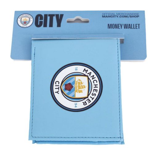 Hivatalos Manchester City FC Műbőr Pénztárca – Kék, Színes Klubcímerrel
