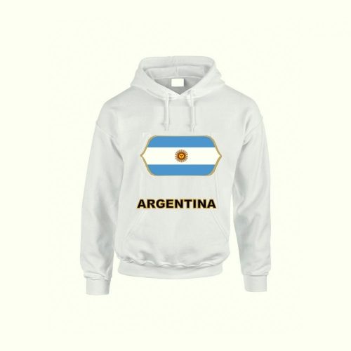 Argentina feliratos kapucnis pulóver (fehér) - argentin válogatott szurkolói pullover / pulcsi