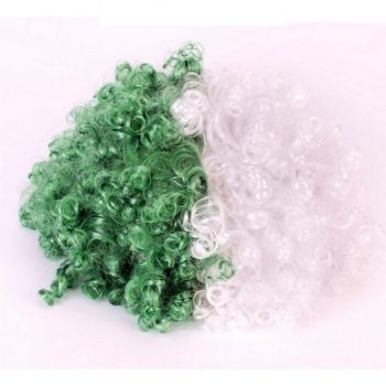 Fradi paróka - göndör zöld-fehér haj