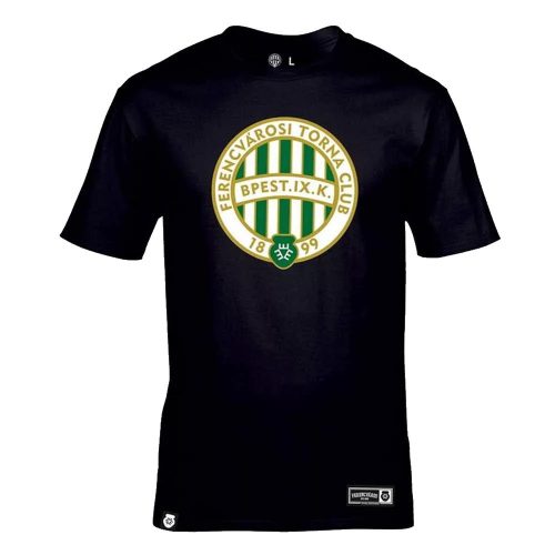 Ferencváros póló - Férfi fekete "címeres" póló FTC címerrel – 100% pamut