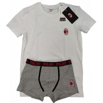   AC Milan﻿ rövid ujjú póló és alsó szett – póló és szürke boxer pamut‑elasztánból, hivatalos klubtermék