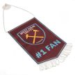 West Ham United FC mini zászló – „#1 FAN” szatén hatású autós vagy ablakdísz