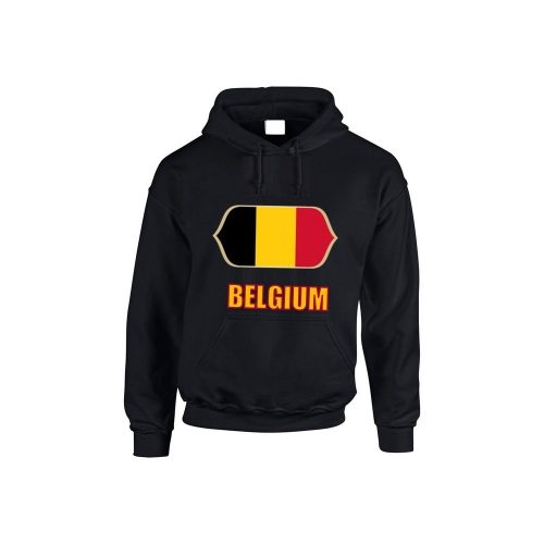 Belgium feliratos kapucnis pulóver (fekete) - belga válogatott szurkolói pullover / pulcsi