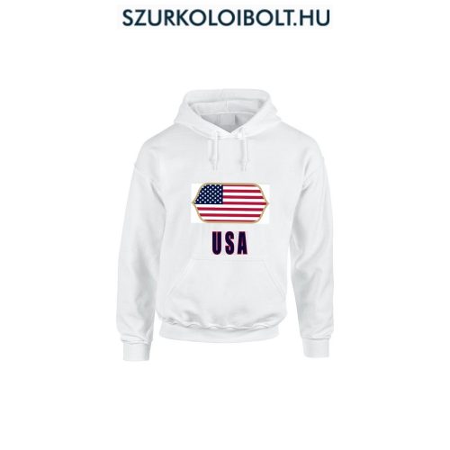 USA feliratos kapucnis pulóver (fehér) - USA válogatott szurkolói pullover / pulcsi