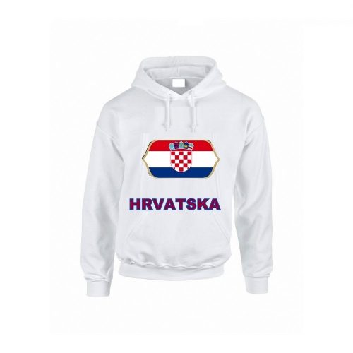 Hrvatska feliratos kapucnis pulóver (fehér) - horvát válogatott szurkolói pullover / pulcsi