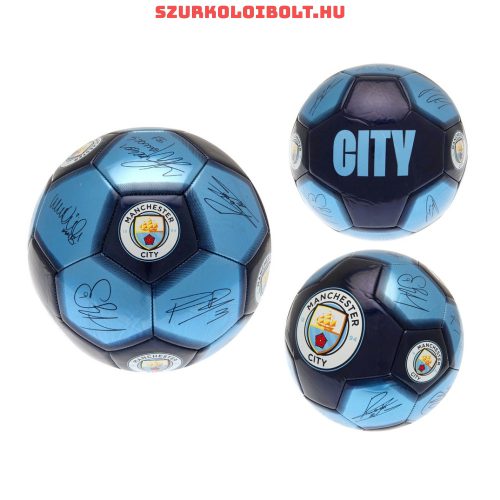 Manchester City "Signature" labda - normál (5-ös méretű) City címeres focilabda a csapat tagjainak aláírásával