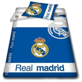   Hivatalos Real Madrid Pamut Ágyneműhuzat Garnitúra – Kék-Fehér Focis Ágynemű