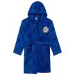 Chelsea. gyerek fürdőköpeny, köntös – Kék, puha polár anyagból, kapucnival és klubcímerrel