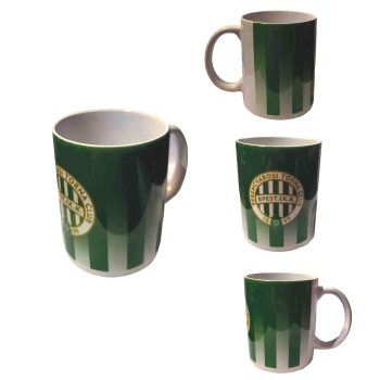   Ferencváros Zöld-fehér Csíkos Kerámia Fradi Bögre, FTC Címerrel
