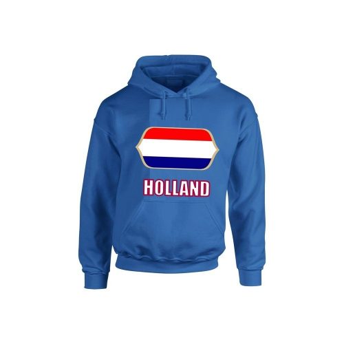 Holland feliratos kapucnis pulóver (kék) - holland válogatott szurkolói pullover / pulcsi