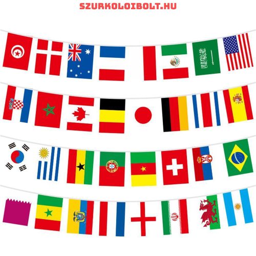 Világbajnokság zászlófüzér a katari világbajnokság girlandja az országo zászlójával (32 zászló)