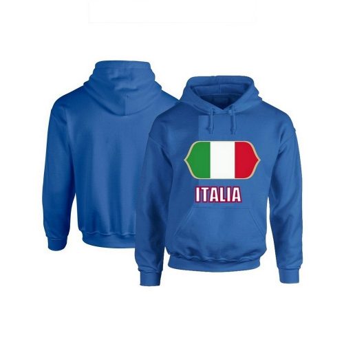 Italia feliratos kapucnis pulóver (kék) - olasz válogatott szurkolói pullover / pulcsi