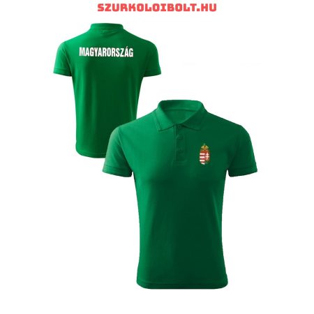 Magyarország póló - Magyarország szurkolói ingnyakú / galléros póló (zöld)