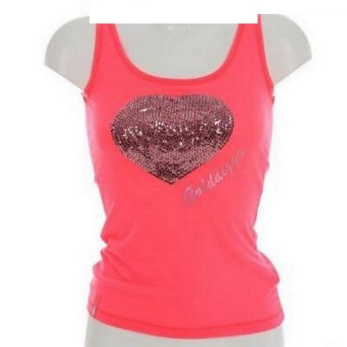 Golddigga Heart Vest ujjatlan flitteres női top (pink)