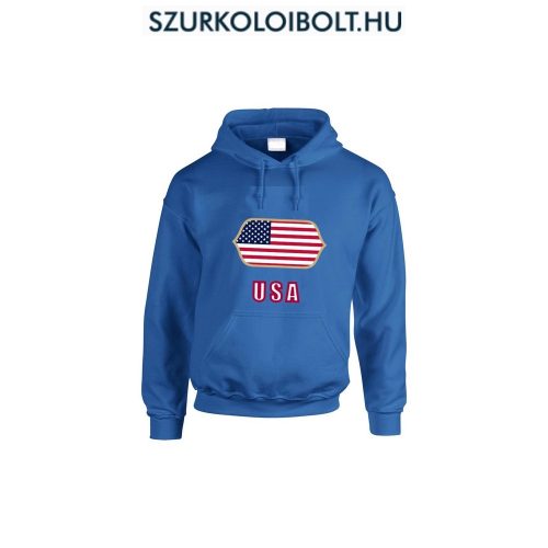 USA feliratos kapucnis pulóver (kék) - USA válogatott szurkolói pullover / pulcsi