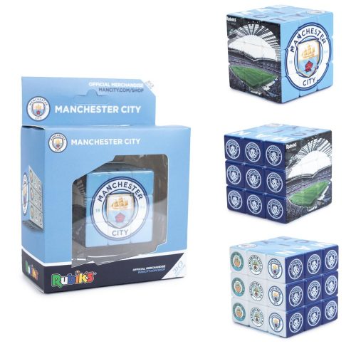 Manchester City Rubik Kocka – 3x3-as elosztású, Több City Képpel – Hivatalos Licencelt Termék