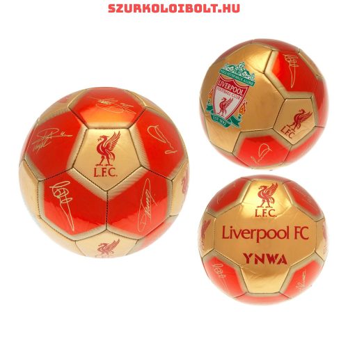 Liverpool FC "Signature" szurkolói labda - normál (5-ös méretű) Liverpool címeres focilabda a csapat tagjainak aláírásával