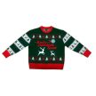 Fradi﻿ karácsonyi kötött Ferencváros pulóver – „Santa's favourite team﻿” feliratos, fenyőfás‑szarvasos ünnepi szurkolói felső