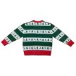 Fradi﻿ karácsonyi kötött Ferencváros pulóver – „Santa's favourite team﻿” feliratos, fenyőfás‑szarvasos ünnepi szurkolói felső