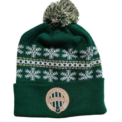 Ferencváros kötött karácsonyi sapka (zöld, fehér) - eredeti Fradi bojtos sapka címerrel
