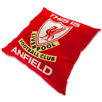   Liverpool FC "This Is Anfield" Párna – Liverbird Címer, Hivatalos Licencelt Termék