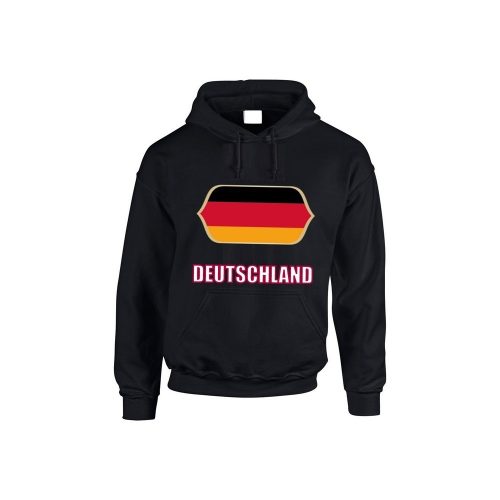 Deutschland feliratos kapucnis pulóver (fekete) - német válogatott szurkolói pullover / pulcsi